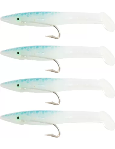 Kolpo Fantastic Eel White Blue Silicon Eel with Hook 4 pcs 