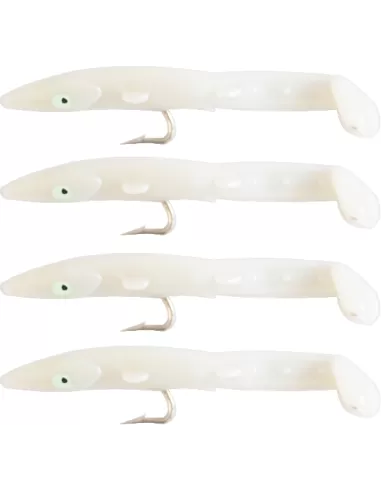 Kolpo Fantastic Eel White Silicon Eel with Hook 4 pcs 