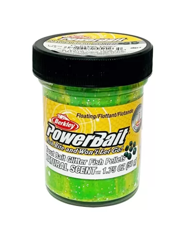 Berkley Powerbait Glitter Trout Bait Batter Taste Pellets for Trout Fluorescent Green Yellow