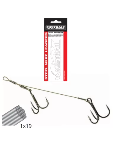 Mistrall Steel Cable with Double Treble Hook 1x19 15 kg 1pc