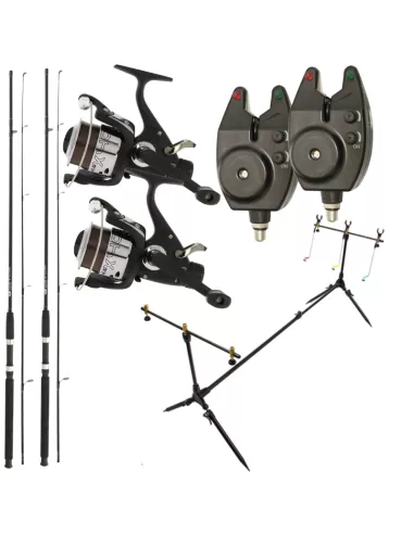 Kit Carpfishing Rods Stalker 8ft 2.40mt 2.00lb 2 Mulinell 2 Horns Rod Pod Complete