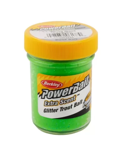 Berkley Powerbait Glitter Trout Bait Spring Lime Pasta per Trote Affondante