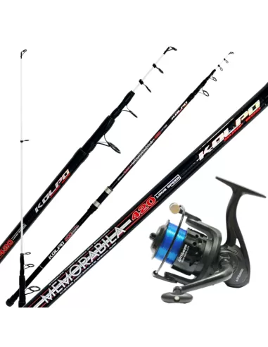 Kolpo Surfcasting Kit with Canna Memorabila 4.20 mt 200 gr with Reel and Preloaded Wire