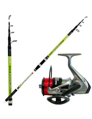 Kolpo Kit pesca surfcasting Canna in Carbonio Mulinello e Filo