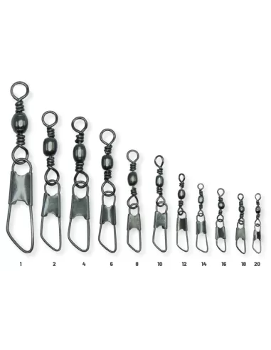 Colmic Barrel + Safety Snap 12 pcs Swivel with Carabiner