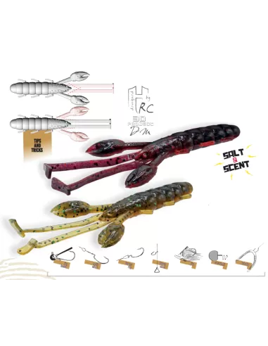 Herakles Cave Craw Offerta Artificiali Siliconici Per la Pesca Spinning 9.5 cm 5pz