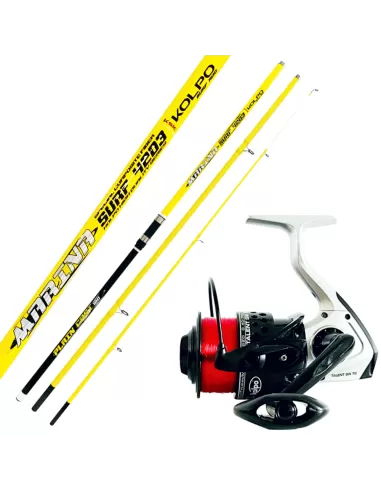 Kolpo Kit da Pesca in Mare Surfcasting con Canna 4.20 mt 180 gr Mulinello e Filo