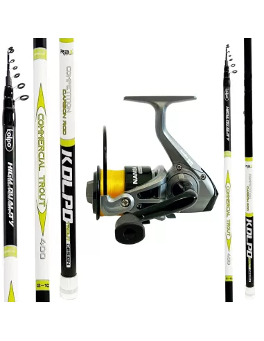 Kit Pesca Trota Lago can Canna in Carbonio 4/12 gr + mulinello da pesca e filo