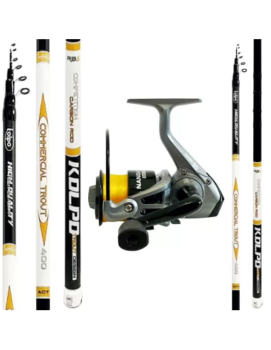 Kit Pesca Trota Lago can Canna in Carbonio 2/10 gr + mulinello da pesca e filo