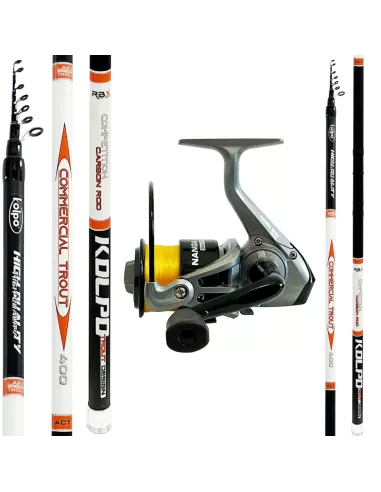 Kit Pesca Trota Lago can Canna in Carbonio 0-6 gr + mulinello da pesca e filo