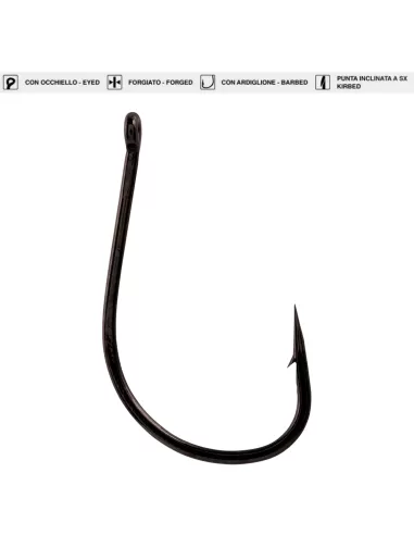 Maver MV-R 1312 Forged Fishing Hooks with Crooked Tip and Eyelet 25 pcs