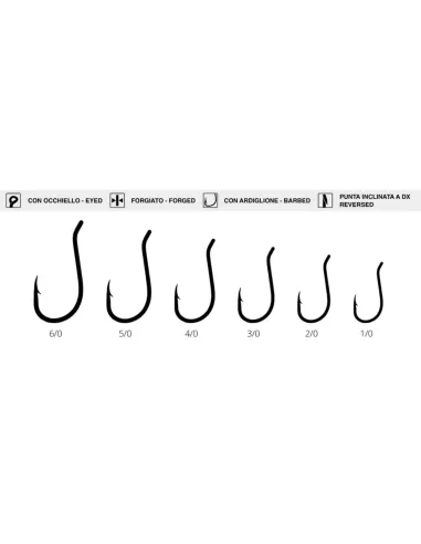 Maver MV R 1313 Forged hook with inclined tip and crooked eye 10 pcs