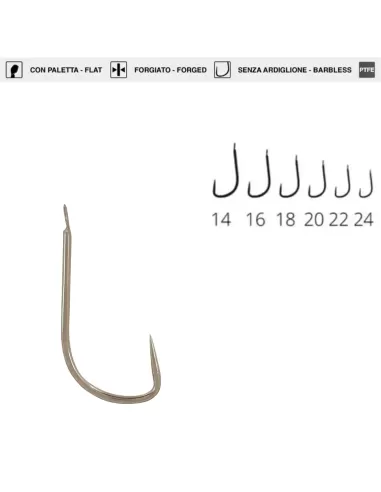 Maver Katana H444 fishing hook Barbless wide bend with medium shank 20 pcs