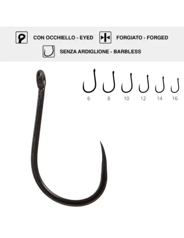 Maver Katana 0.5 B Carp Amo senza ardiglione, filo medio, gambo medio con occhiello 15pz