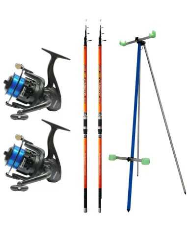 Combo Completo per la Pesca Surfcasting 2 Canne 2 Mulinelli e Tripode-Pescaloccasione