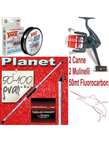 2 canne da pesca planet 2 mulinelli-Pescaloccasione