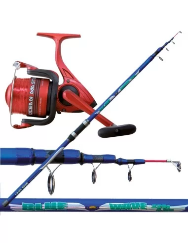 Combo surf casting canna blue mulinello ocean-Pescaloccasione