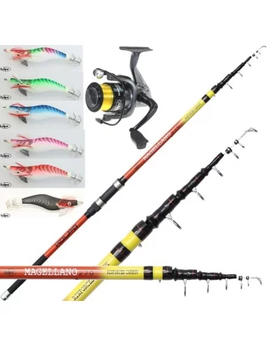 Kit Pesca alla Seppia Canna 2.10 mt Mulinello Con Filo 6 Totanare Kit da pesca Kolpo