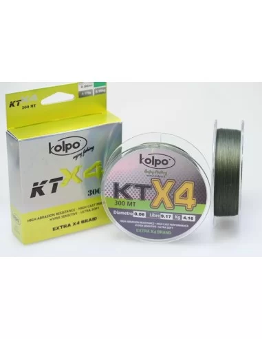 Braid Trecciato da Pesca Green KT X4 Kolpo 300 metri