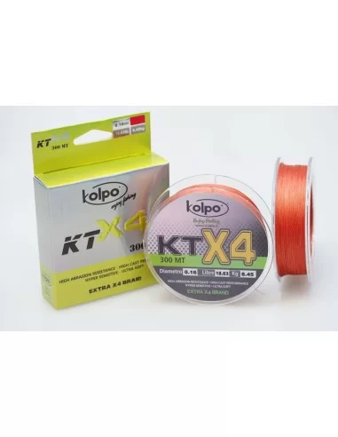 Braid Trecciato da Pesca KT X4 Kolpo 300 metri Orange-Pescaloccasione