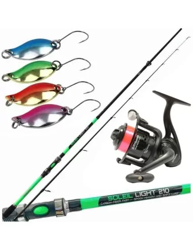 Kolpo Kit Pesca Trout Area Canna in Carbonio Mulinello 4 Spoon