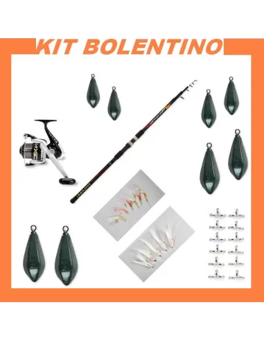 boat Rod Kit: barrel, reel, weights, pulleys, sabiki,