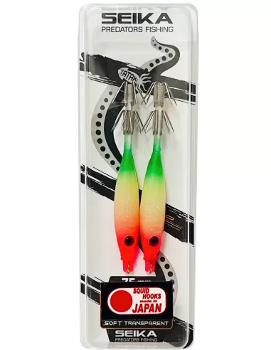 Seika Mini Squid Soft Trasparent per la pesca a calamari e seppie 75 mm 2 pz col. 42