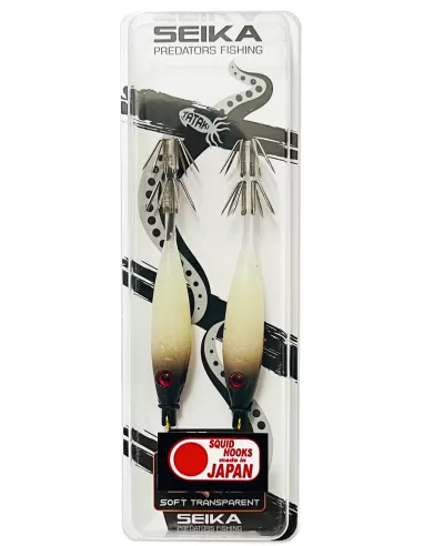 Seika Mini Squid Soft Trasparent per la pesca a calamari e seppie 75 mm 2 pz col. 102