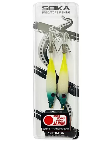 Seika Mini Squid Soft Trasparent per la pesca a calamari e seppie 75 mm 2 pz col. 38