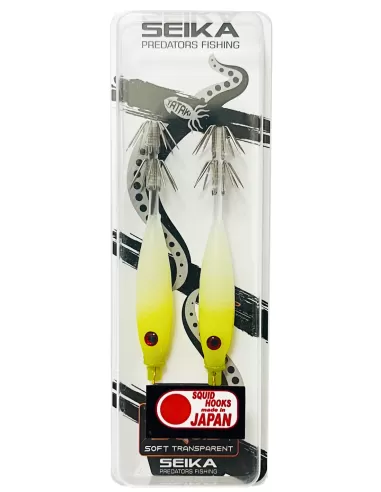 Seika Mini Squid Soft Trasparent per la pesca a calamari e seppie 75 mm 2 pz col. 103