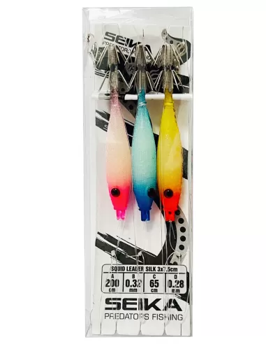 Seika Squid Leader silk lenza pronta armata con 3 artificiali 75 mm