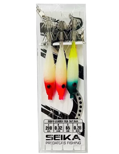 Seika Squid Leader silk ready line armed with 3 75mm lures