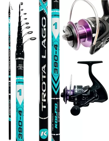 Kolpo combo carbon lake trout rod 3.90 mt 1/7 gr + reel solaris 4 bb