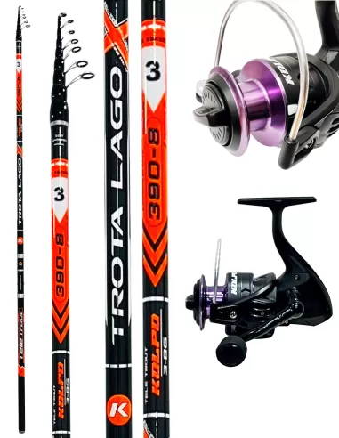 Kolpo combo carbon lake trout rod 3.90 mt 3/8 gr + solaris reel 4 bb