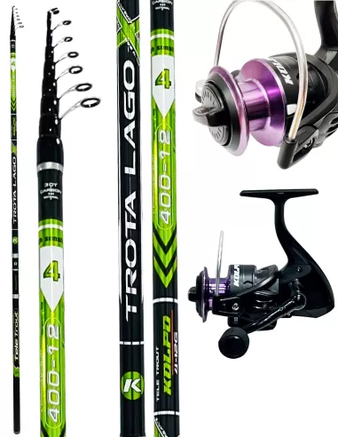 Kolpo combo carbon lake trout rod 4.0 mt 4/12 gr + solaris reel 4 bb