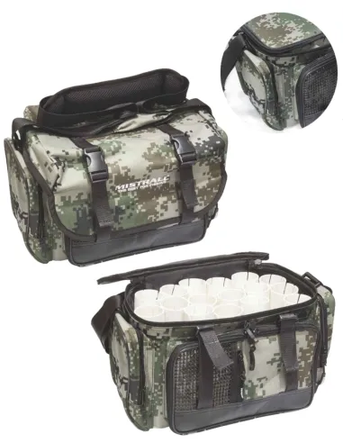 Mistrall borsa porta accessori e artificiali da pesca multi tasca per jig e minnow 42x22x22 cm