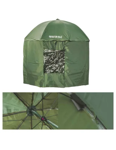 Mistrall PVC umbrella with 220cm awning shelter from wind and rain