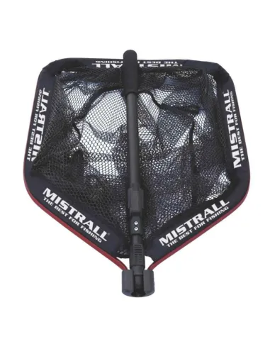 Mistrall sturdy boat landing net 2 sections 1.45mt 45x55 cm mesh 8x6