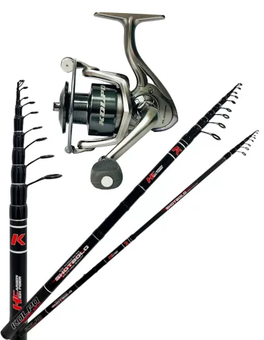 Kolpo Kit Pesca Bolognese Pezzatura Corta Travel in Carbonio con mulinello