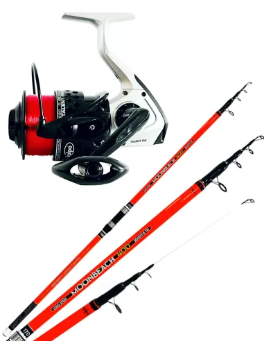 Kolpo Kit Pesca Surfcasting Canna 170 gr in Carbonio + Mulinello Talent con filo