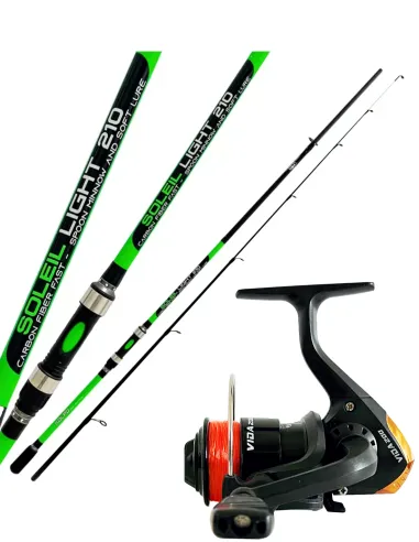 Fishing Kit Spinning Light with Kolpo Rod 2.10 mt Reel with Double Reel