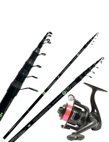 Combo Pesca Trota Torrente Canna 5 mt Mulinello e Filo