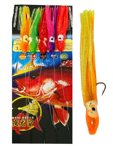 Kolpo lenza pronta con octopus 6 cm multicolor per la pesca dalla barca filosa 140 cm