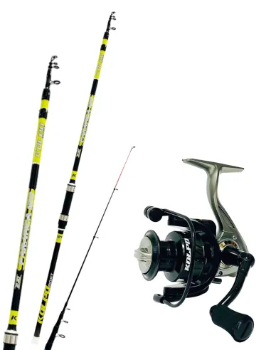 Kolpo combo pesca bolentino light drifting trainetta costiera canna telescopica 210 cm con mulinello-Pescaloccasione