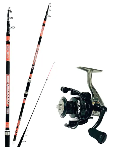 Kolpo combo pesca bolentino light drifting trainetta costiera canna telescopica 240 cm con mulinello-Pescaloccasione