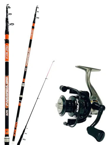 Kolpo combo pesca bolentino light drifting trainetta costiera canna telescopica 270 cm con mulinello-Pescaloccasione