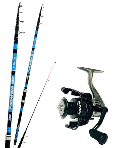 Kolpo combo pesca bolentino light drifting trainetta costiera canna telescopica 300 cm con mulinello-Pescaloccasione