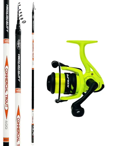 kolpo combo trota Kolpo Neon Yellow mulinello da pesca con filo 3bb + Kolpo Commercial Trout Kit Trota Kolpo