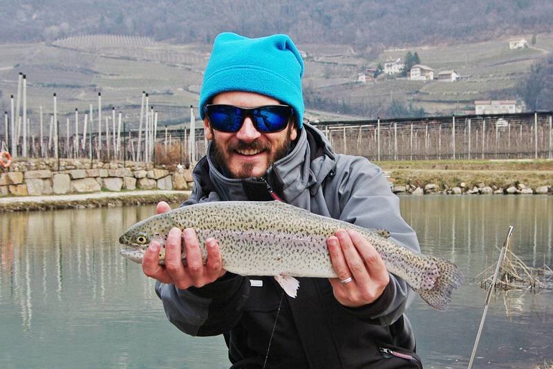 fishing for trout in floating lake